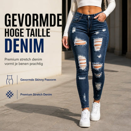 🔥 Trending Nu – Dames skinny jeans met hoge taille 👖 Gescheurde denimlook, stretch comfort & flatterende pasvorm ✨
