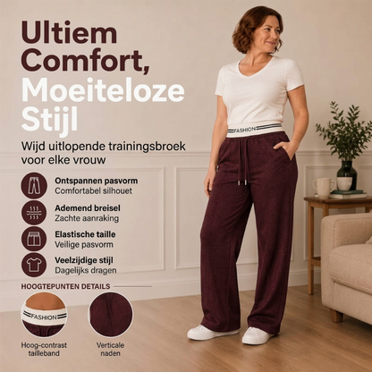 🌟 Nieuw & Trendy – Dames joggingbroek met hoge taille en wijde pijpen 👖 Comfortabele pasvorm, trendy look & maximale bewegingsvrijheid ✨