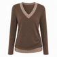 ✨ Nieuw Binnen – Gebreide dames top met V-hals 👚 Lange mouwen, zachte feel & elegante dagelijkse stijl 🌸