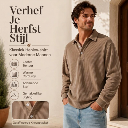 🆕 Nieuw & Trendy – Heren retro ribfluwelen top met lange mouwen 👔 Klassieke uitstraling, zachte textuur & stijlvolle casual look ✨