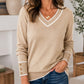 🌸 Nieuw Binnen – Elegant gebreid dames shirt met V-hals 👚 Contrasterende details, zachte pasvorm & stijlvolle dagelijkse look ✨