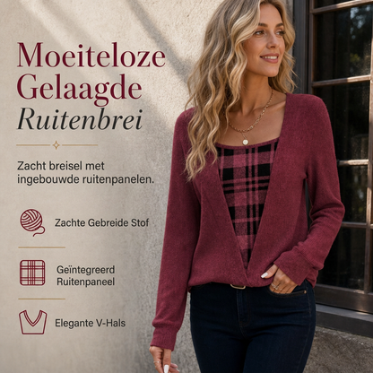 ✨ Nieuw Binnen – Geruit gebreid dameshemd 👚 Gelaagde look, zachte knit & stijlvolle casual uitstraling 🌸