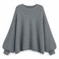Casuele gebreide pullover met ronde hals, losvallend model, vleermuis lange mouwen en effen kleur