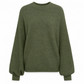 Casuele gebreide pullover met ronde hals, losvallend model, vleermuis lange mouwen en effen kleur