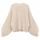 Casuele gebreide pullover met ronde hals, losvallend model, vleermuis lange mouwen en effen kleur