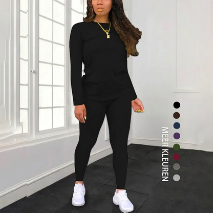 ✨ Nieuw Binnen 🛍️ Dames 2-Delige Set met Lange Mouwen Top & Broek – Comfortabele Matchende Outfit met Elegante Casual Look