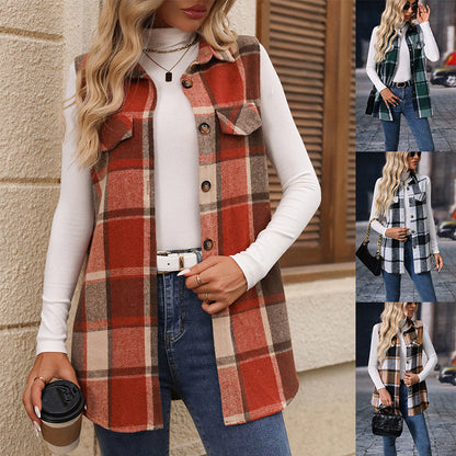 🌸 Nieuwe Collectie ✨ Geruit Damesvest met Knopen – Klassiek Ruitpatroon met Comfortabele Pasvorm & Trendy Laagjeslook