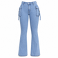 🔥 Nieuw & Trendy ✨ Dames High Stretch Skinny Cargo Flare Jeans – Hoge Taille met Klepzakken voor een Trendy & Comfortabele Pasvorm