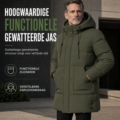 🔥 Bestseller van de Week 🧥 Heren Gewatteerde Winterjas – Halflange Warme Buitenjas met Dikke Voering & Comfortabele Grote Maten