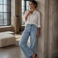 🆕 Nieuw Binnen ✨ Dames Wide Leg Jeans met Voornaad – Trendy Wijde Pijp Broek met Elegante Pasvorm & Comfortabele Stretch