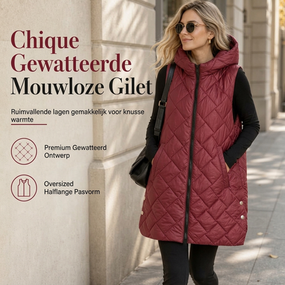 🔥 Nu Voordelig! Casuele gewatteerde bodywarmer met capuchon van middellange lengte voor vrouwen, windbestendig, losse pasvorm, perfect voor laagjesmode herfst‑winter