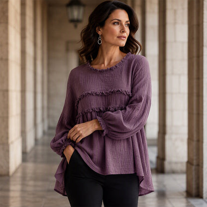 🌸 Nieuwe Collectie ✨ Dames Losvallende Top met Franjes – Trendy Casual Model met Speelse Details & Comfortabele Pasvorm