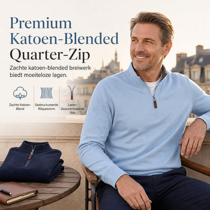 🏆 Bestseller ✨ Heren Sweater met Kwartrits – Opstaande Kraag, Katoenmix & Lange Mouwen