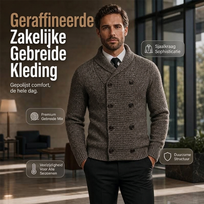 🍂 Nieuwe Herfststijl 🤎 Heren Gebreid Vest met Dubbele Rij Knopen & Sjaalkraag – Warm, Comfortabel & Stijlvol