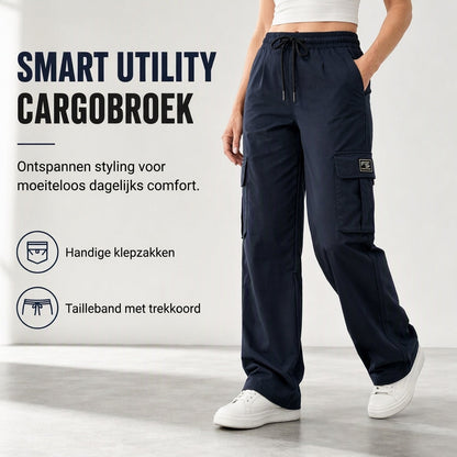 🔥 Comfort Deal ✨ Dames Relaxed Fit Cargobroek met Rechte Pijpen – Elastische Taille, Trekkoord & Praktische Zijzakken