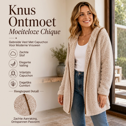 🤎 Nieuwe Favoriet ✨ Dames Pluche Capuchonvest – Zacht, Warm & Comfortabel voor Koude Dagen