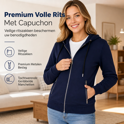 ✨ Exclusieve Deal 💕 Premium Dames Hoodie met Volledige Rits – Comfortabel & Praktisch