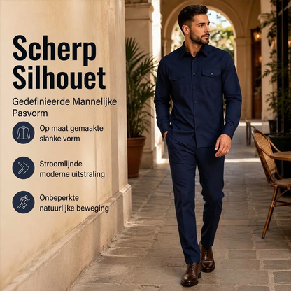 💎 Exclusieve Deal 👔 Heren 2-Delige Set met Overhemd & Broek – Comfortabele Mengstof, Moderne Look & Makkelijk te Stylen