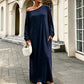 ✨ Exclusieve Look 💃 Dames Off-Shoulder Maxi-Jurk met Lange Mouwen – Elegante Pasvorm & Vrouwelijke Uitstraling 🌙
