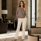 ✨ Elegante Look 🤎 Dames Geribde Gebreide Top met Metalen Gesp – Flatterende Pasvorm, Chic & Comfortabel