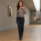 ✨ Elegante Look 🤎 Dames Geribde Gebreide Top met Metalen Gesp – Flatterende Pasvorm, Chic & Comfortabel