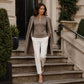 ✨ Elegante Look 🤎 Dames Geribde Gebreide Top met Metalen Gesp – Flatterende Pasvorm, Chic & Comfortabel