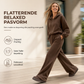 ✨ Comfortabele Favoriet 🤎 Dames 2-Delige Loungewear Set met Capuchon & Wijde Broek – Zacht, Casual & Stijlvol