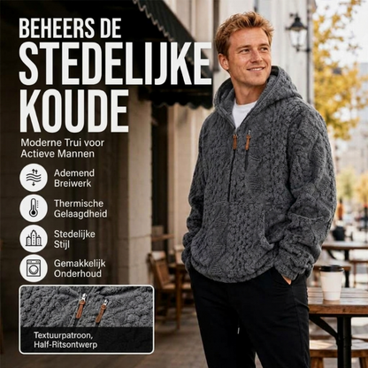 🍂 Winter Comfort 🧥 Heren Sherpa Hoodie met Halve Rits – Zachte Textuur, Warm Gevoel & Casual Stijl