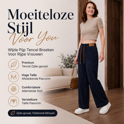 ✨ Casual Favoriet 👖 Dames Wijde Jeans met Trekkoord – Relaxte Pasvorm, Comfortabel & Moderne Denim Look