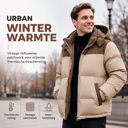 ❄️ Winter Favoriet 🧥 Heren Gevoerd Capuchonjack met Colorblock Design – Warm, Comfortabel & Stijlvol