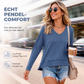 ✨ Comfortabele Look 👚 Dames V-hals Top met Lange Mouwen – Losse Pasvorm, Zacht Gevoel & Makkelijk te Combineren