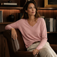 ✨ Comfortabele Look 👚 Dames V-hals Top met Lange Mouwen – Losse Pasvorm, Zacht Gevoel & Makkelijk te Combineren