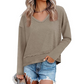 ✨ Comfortabele Look 👚 Dames V-hals Top met Lange Mouwen – Losse Pasvorm, Zacht Gevoel & Makkelijk te Combineren