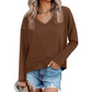 ✨ Comfortabele Look 👚 Dames V-hals Top met Lange Mouwen – Losse Pasvorm, Zacht Gevoel & Makkelijk te Combineren