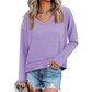 ✨ Comfortabele Look 👚 Dames V-hals Top met Lange Mouwen – Losse Pasvorm, Zacht Gevoel & Makkelijk te Combineren