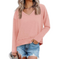 ✨ Comfortabele Look 👚 Dames V-hals Top met Lange Mouwen – Losse Pasvorm, Zacht Gevoel & Makkelijk te Combineren