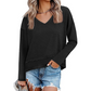 ✨ Comfortabele Look 👚 Dames V-hals Top met Lange Mouwen – Losse Pasvorm, Zacht Gevoel & Makkelijk te Combineren