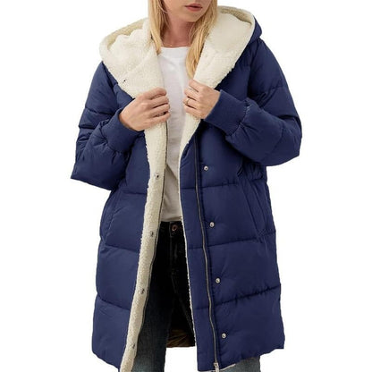 ❄️ Winter Comfort 🧥 Gevoerde Damesjas van Middellange Lengte met Capuchon – Warm, Comfortabel & Stijlvol