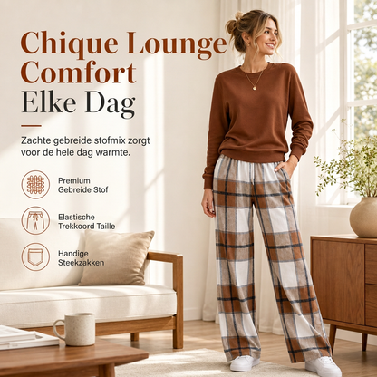 ✨ Nieuwe Favoriet 🤎 Dames Zachte Casual 2-Delige Set – Rondehals Trui & Wijde Pijpen Broek, Comfortabel & Trendy