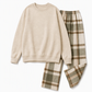 ✨ Nieuwe Favoriet 🤎 Dames Zachte Casual 2-Delige Set – Rondehals Trui & Wijde Pijpen Broek, Comfortabel & Trendy