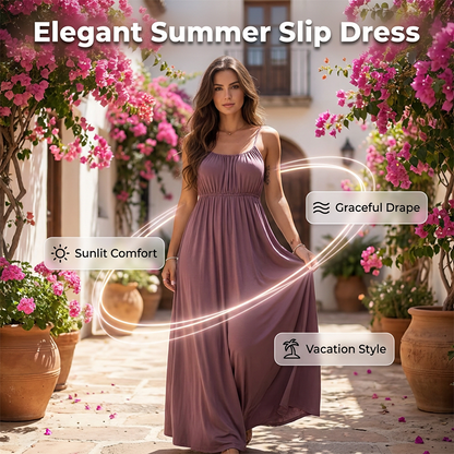 🌴 Vakantie Favoriet 👗 Damesjurk met Trekkoord & Spaghettibandjes – Licht, Comfortabel & Vrouwelijk