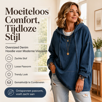✨ Casual Denim Look 🤎 Dames Denim Hoodie – Comfortabel, Trendy & Makkelijk te Combineren