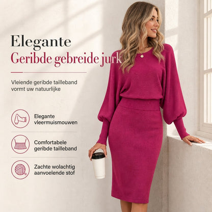 🤎 Winter Elegantie ✨ Dames Gebreide Jurk met Lange Mouwen – Zacht, Comfortabel & Stijlvol voor Elke Dag