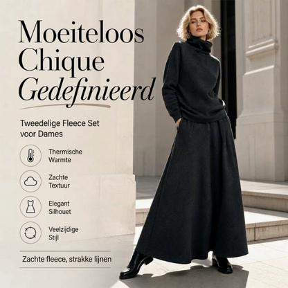 ✨ Elegante Knit Look 🤎 Dames Colshirt & Maxi Rok Set – Comfortabel, Vrouwelijk & Tijdloos