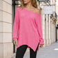 ✨ Trendy Elegantie 🤍 Dames Off-Shoulder Top met Splitzoom – Vrouwelijk, Comfortabel & Modieus