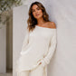 ✨ Trendy Elegantie 🤍 Dames Off-Shoulder Top met Splitzoom – Vrouwelijk, Comfortabel & Modieus