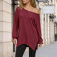 ✨ Trendy Elegantie 🤍 Dames Off-Shoulder Top met Splitzoom – Vrouwelijk, Comfortabel & Modieus