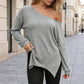 ✨ Trendy Elegantie 🤍 Dames Off-Shoulder Top met Splitzoom – Vrouwelijk, Comfortabel & Modieus