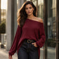 ✨ Trendy Elegantie 🤍 Dames Off-Shoulder Top met Splitzoom – Vrouwelijk, Comfortabel & Modieus
