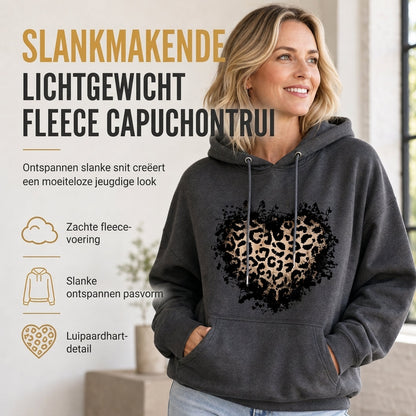 ⏰ Laatste Kans — Casuele fleecehoodie voor dames met luipaardhartprint en kangoeroezak ✨ zacht fleece, speelse luipaard‑hartprint, ruime kangoeroezak voor dagelijks dragen